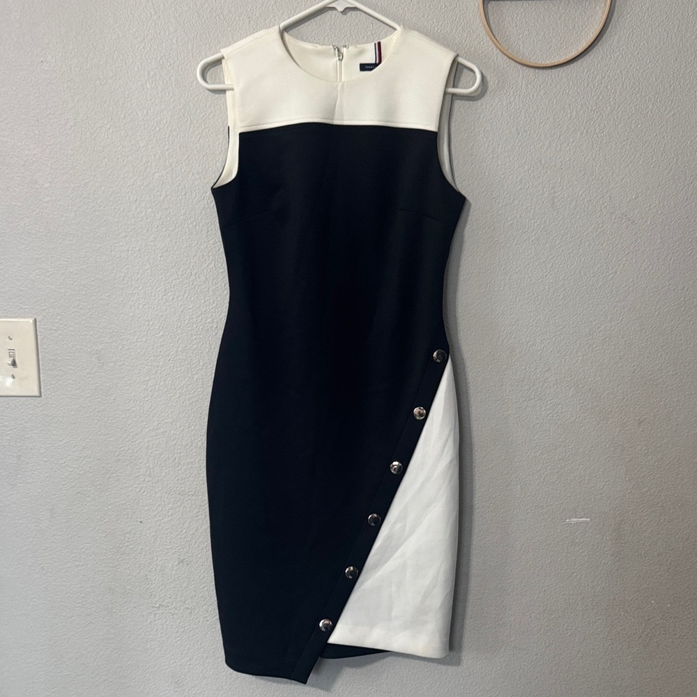 Tommy Hilfiger Asymmetrical Black and White Dress